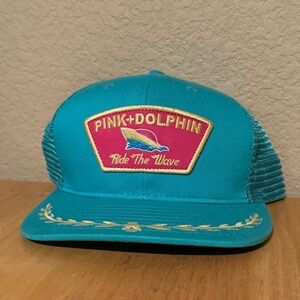 Teal Pink Dolphin SnapBack Adjustable Captains Hat